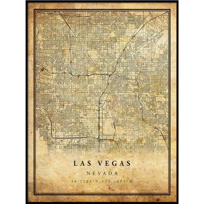 Las Vegas map vintage style poster print | Old city artwork prints | Antique style home decor | Nevada wall art gift | antique map wall art 20x30
