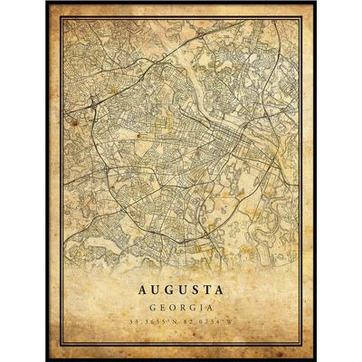 Augusta map vintage style poster print | Old city artwork prints | Antique style home decor | Georgia wall art gift | high res vintage map 20x30