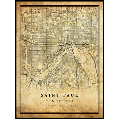 Saint Paul map Vintage Style Poster Print | Old City Artwork Prints | Antique Style Home Decor | Minnesota Wall Art Gift | Historic map 18x24