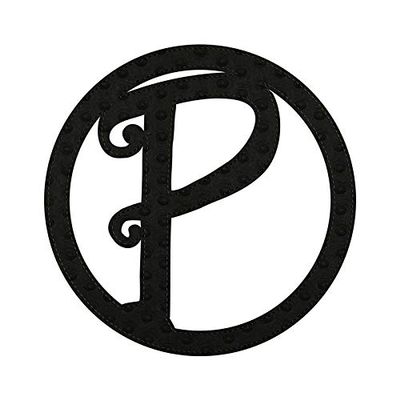 10" Pin-On Black Embossed Felt Monogram Letter P