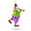 Jovial Clown Performing on Trumpet Glass Christmas Ornament view 2