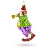 Jovial Clown Performing on Trumpet Glass Christmas Ornament view 3