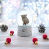 Owl Perched on Tree Branch Musical Water Snow Globe view 2