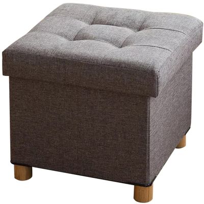BRIAN & DANY 15 Inches Ottoman with Storage, Square Small Storage Ottoman Foot Rest with Legs, Ottomans Foot Stool for Dorm, Living Room, Entryway (Gray)