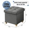 BRIAN & DANY 15 Inches Ottoman with Storage, Square Small Storage Ottoman Foot Rest with Legs, Ottomans Foot Stool for Dorm, Living Room, Entryway (Gray) view 2