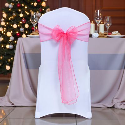 MDS Pack of 75 PCS Organza Chair Sashes Wider Dining Chair Bows Ribbon Tie Back for Wedding Party Birthday Bridal Shower Reception Event Banquet Home Chair Cover Decoration - Coral