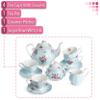 BTaT- Floral Tea Sets for Adults, 13 pcs, Service for 4, Pot (38 oz) & Cups (8 oz) with Saucers, Pastel Blue Floral Design, Porcelain Tea Set for Adult, Dishwasher Safe view 2