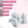 BTaT- Floral Tea Sets for Adults, 13 pcs, Service for 4, Pot (38 oz) & Cups (8 oz) with Saucers, Pastel Blue Floral Design, Porcelain Tea Set for Adult, Dishwasher Safe view 4