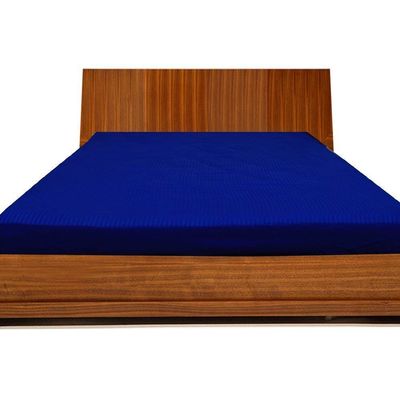600 Thread-Count Egyptian Cotton Extra Deep Pocket 1PC Fitted Sheet/Bottom Sheet , California King (72" X 84")Royal Blue Stripe Fit Up To 10-12" inches Deep Pocket Fully Elastic All Around.