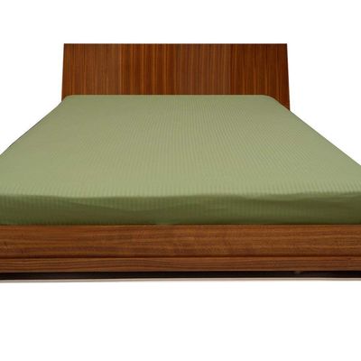 600 Thread-Count Egyptian Cotton Extra Deep Pocket 1PC Fitted Sheet/Bottom Sheet , Three Quarter (48" X 75") Sage Green Stripe Fit Up To 10-12" inches Deep Pocket Fully Elastic All Around.