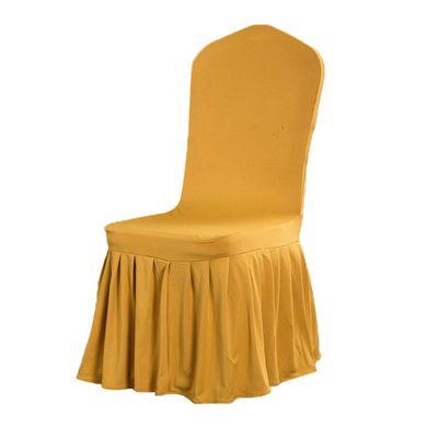 QueenBox Chair Covers Dining Room Ruffled Skirt Slipcovers Multi-Color Chair Seat Covers Gold