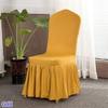 QueenBox Chair Covers Dining Room Ruffled Skirt Slipcovers Multi-Color Chair Seat Covers Gold view 2