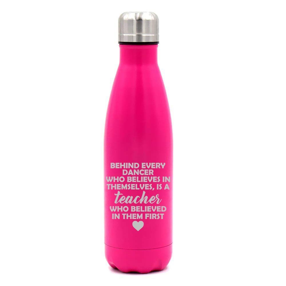 17 oz. Double Wall Vacuum Insulated Stainless Steel Water Bottle Travel Mug Cup Dance Teacher (Pink)