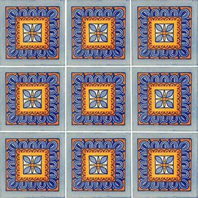 9 Mexican Tiles 4" x 4" Hand Painted Talavera C122