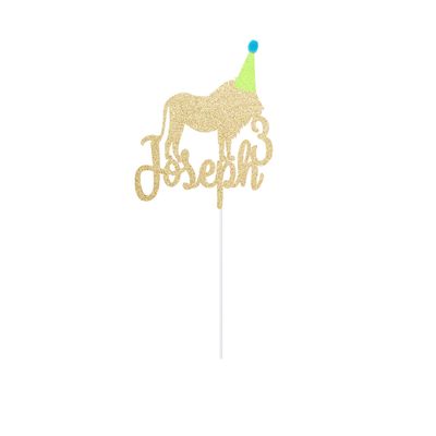 Custom Lion Cake Topper Party Animal Birthday Jungle Safari Boy's Kid's Centerpiece Sign