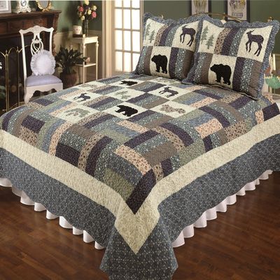 Elegant Decor Highlands Cotton Rustic Patchwork Quilt Collection (Queen Quilt 90" W x 90" L)