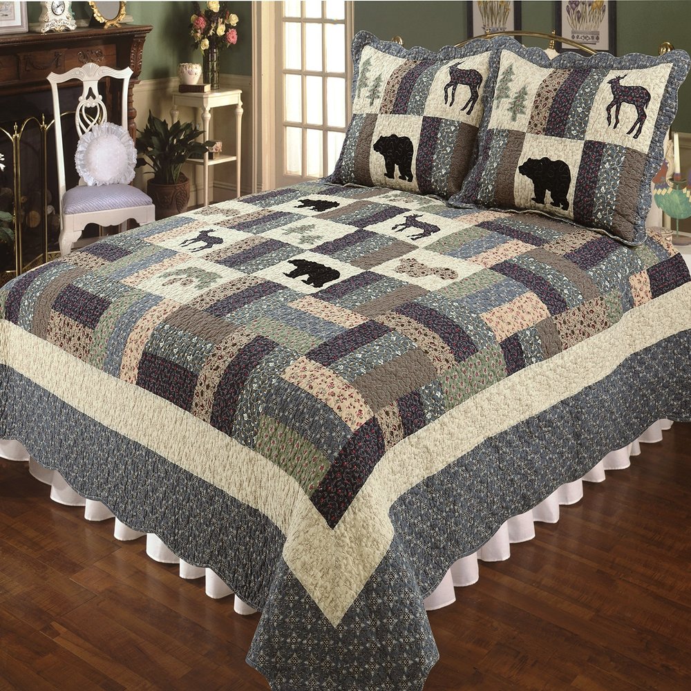 Elegant Decor Highlands Cotton Rustic Patchwork Quilt Collection (Queen Quilt 90" W x 90" L)