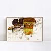 INVIN ART Framed Canvas Giclee Print Art Old Houses In Krumau by Egon Schiele Wall Art Living Room Home Office Decorations(Wood Color Slim Frame,20"x24") view 1
