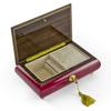 Beautiful 18 Note Red-Wine Floral Inlay Musical Jewelry Box with Lock and Key - Many Songs to Choose - Barcarolle of Hoffman view 2