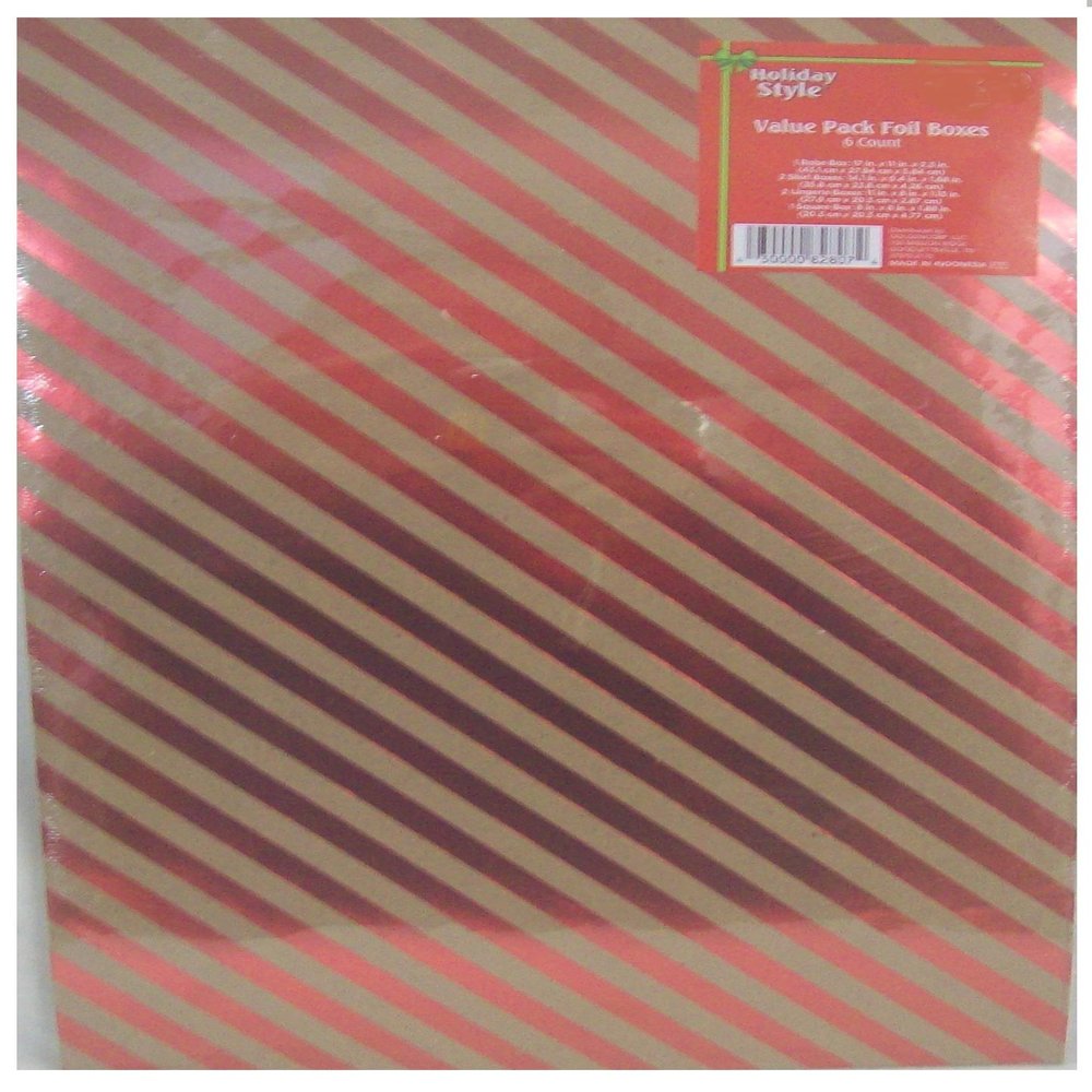 Holiday Style 24 Christmas Theme Gift Boxes Assorted Sizes Foil