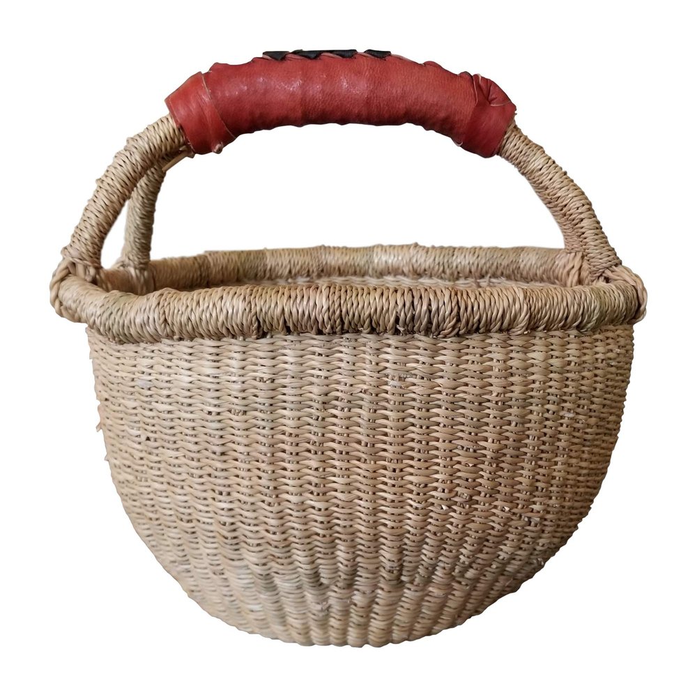 African Bolga Baskets Mini Market Basket Ghana 7-9" Across - Natural