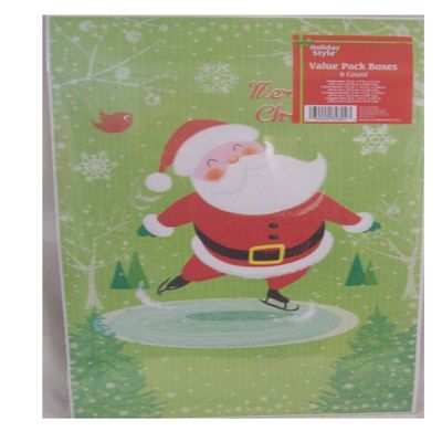 Holiday Style 24 Christmas Theme Gift Boxes Assorted Sizes Snowman & Skating Santa