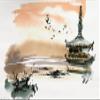 Trends International China Landscape with Pagoda Wall Poster, 22.375" x 34", Premium Unframed Version view 1