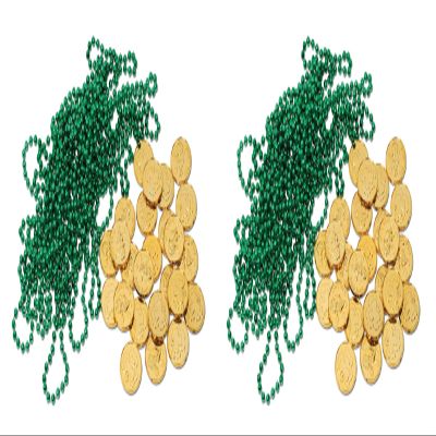 Beistle Leprechaun Loot 74 Piece, 33" & 1.5", Green/Gold