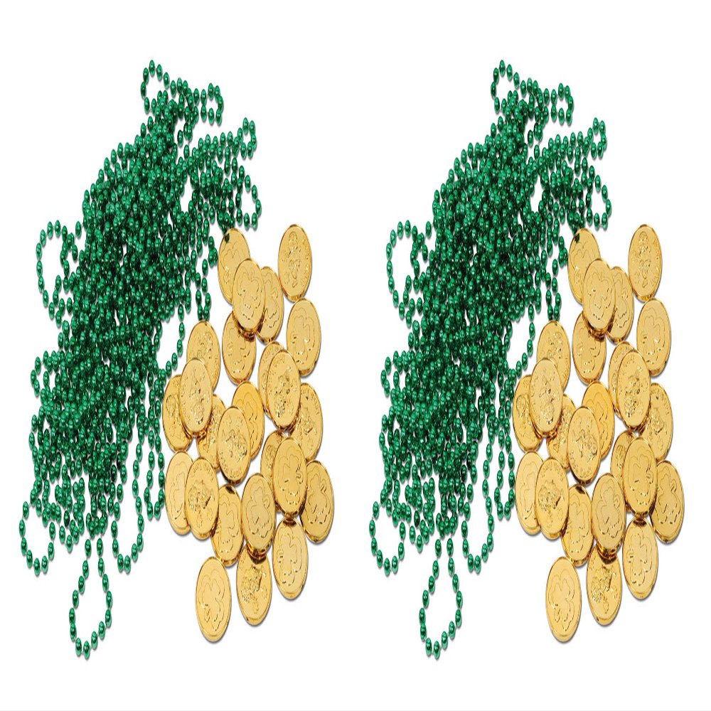 Beistle Leprechaun Loot 74 Piece, 33" & 1.5", Green/Gold