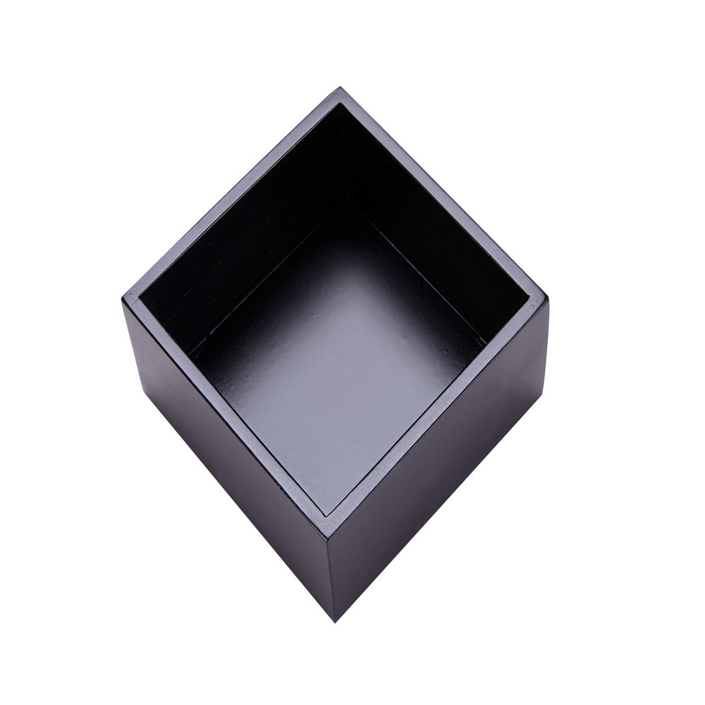 Sansnow Bamboo Organizer Box for Accessories Cosmetic Small Square Drawer Organizer Boxes, Black 4"*4"