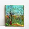 INVIN ART Framed Canvas Giclee Print Art A Stroll in The Woods by Henri Rousseau Wall Art Living Room Home Office Decorations(Wood Color Slim Frame,20"x24") view 1