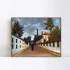 INVIN ART Framed Canvas Giclee Print Art Vue Des Environs De Paris by Henri Rousseau Wall Art Living Room Home Office Decorations(Wood Color Slim Frame,20"x24") view 1