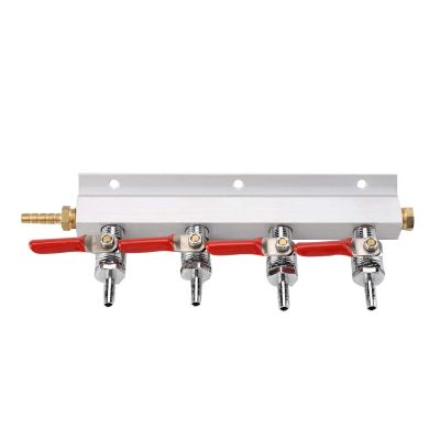 4-Way Co2 Air Gas Distribution Manifold Splitter, Beer Splitter