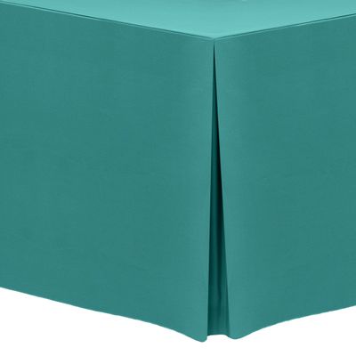 Ultimate Textile -10 Pack- 4 ft. Fitted Polyester Tablecloth - Fits 24 x 48-Inch Rectangular Tables 36" High, Jade