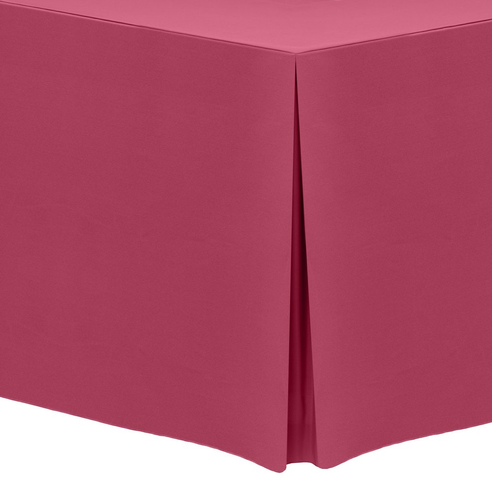 Ultimate Textile -10 Pack- 4 ft. Fitted Polyester Tablecloth - Fits 24 x 48-Inch Rectangular Tables 36" High, Hot Pink