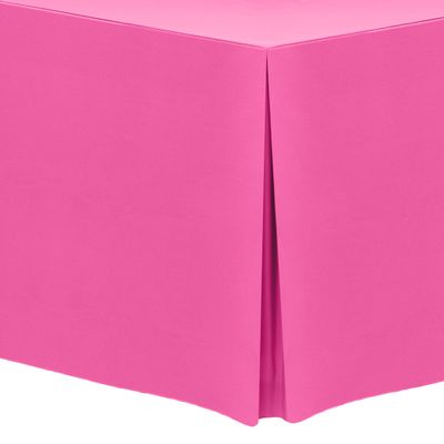 Ultimate Textile -2 Pack- 8 ft. Fitted Polyester Tablecloth - Fits 18 x 96-Inch Banquet and Folding Rectangular Tables - 42" H, Neon Pink