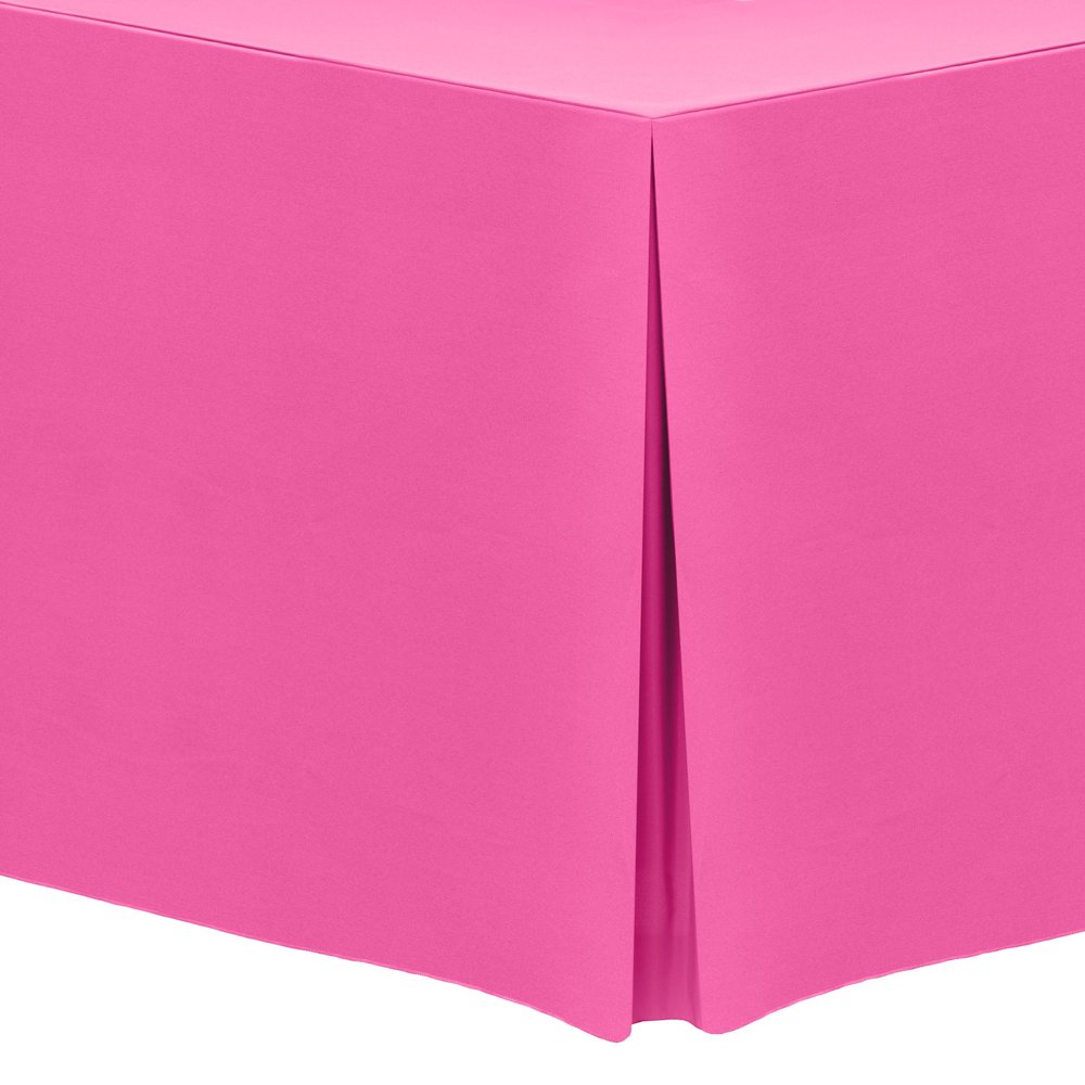 Ultimate Textile -2 Pack- 8 ft. Fitted Polyester Tablecloth - Fits 18 x 96-Inch Banquet and Folding Rectangular Tables - 42" H, Neon Pink