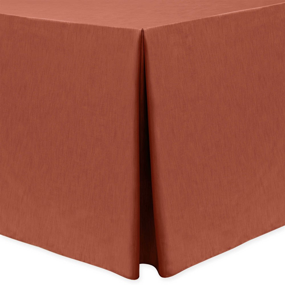 Ultimate Textile -2 Pack- Shantung - Majestic 4 ft. Fitted Tablecloth - Fits 24 x 48-Inch Rectangular Tables, Burnt Orange