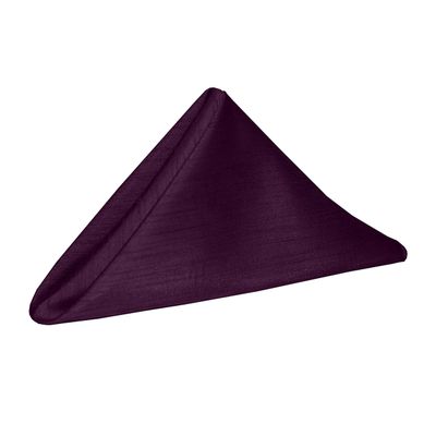 Ultimate Textile Aubergine Reversible Shantung Satin Cloth Dinner Napkins - 20" x 20" (Set of 36) Washable Polyester Cloth Napkins with Serged Edges