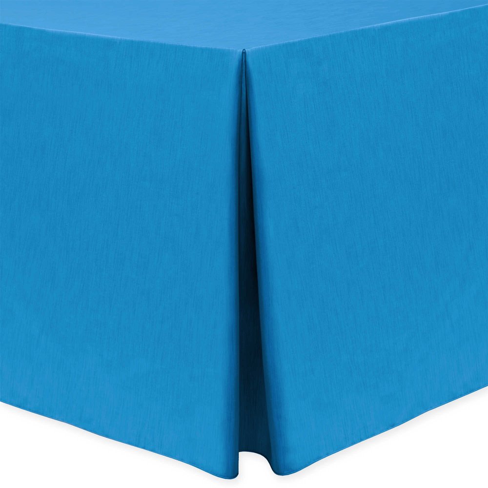 Ultimate Textile -10 Pack- Shantung - Majestic 8 ft. Fitted Tablecloth - Fits 30 x 96-Inch Rectangular Tables - 36" H, Cobalt Blue