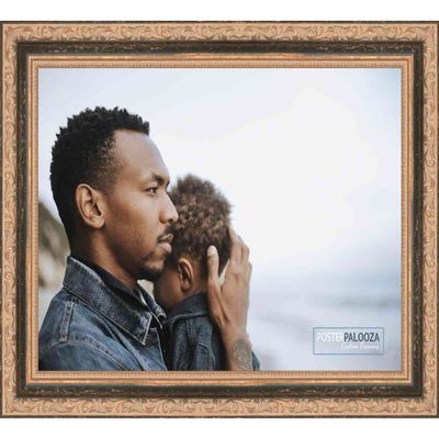 Poster Palooza 8x18 Frame Ornate Metallic Bronze Complete Wood Picture Frame with UV Acrylic, Foam Board Backing, & Wall Hanging Hardware for Vertical or Horizontal Display