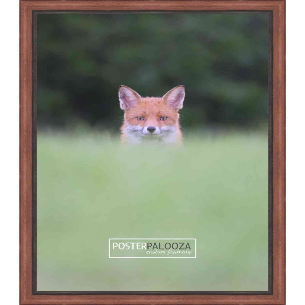Poster Palooza 18x28 Traditional Mahogany Complete Wood Picture Frame with UV Acrylic Plexiglass, Foam Board Backing & Hardware Included