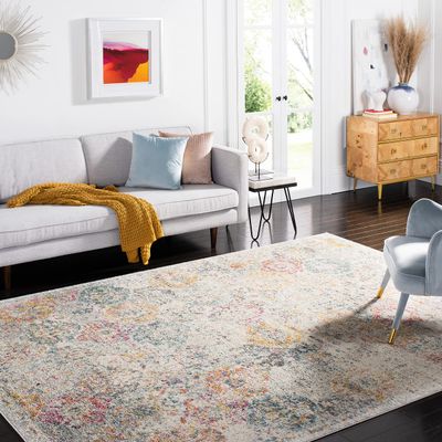 SAFAVIEH Area Rug 8x10 - Madison Collection - Large - Grey & Gold, Boho Chic Distressed Design, Non-Shedding & Easy Cleaning, Ideal for Living Room, Bedroom, Office, Dining Space (MAD611F)