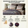 DaDa Bedding Farmhouse Southwestern Aztec Bedspread Set - Bohemian Desert Tribal Quilted Coverlet w/Pillow Shams - Bright Vibrant Colorful Diamond - King Size - 3-Pieces (KSX002) view 2