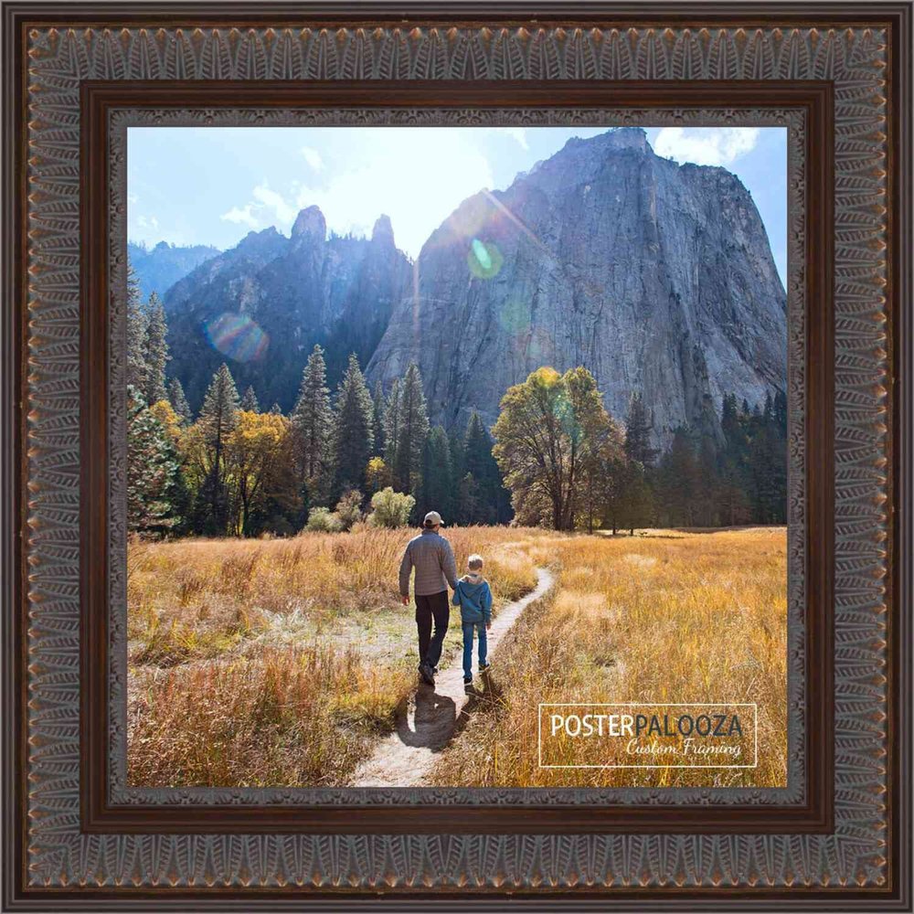 Poster Palooza 16x16 Ornate Bronze Complete Wood Square Picture Frame with UV Acrylic Plexiglass, Foam Board Backing & Hardware Included