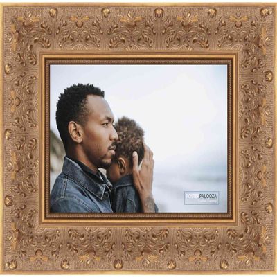 20x38 Ornate Antique Gold Complete Wood Picture Frame with UV Acrylic Plexiglass, Foam Board Backing & Hardware Included