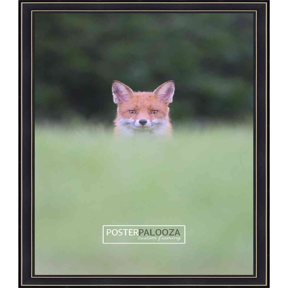 Poster Palooza 26x40 Contemporary Black Complete Wood Picture Frame with UV Acrylic Plexiglass, Foam Board Backing & Hardware Included