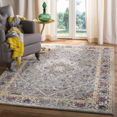 SAFAVIEH Evoke Collection 5'1" x 7'6" Grey/Grey EVK288F Oriental Medallion Distressed Non-Shedding Living Room Bedroom Area Rug