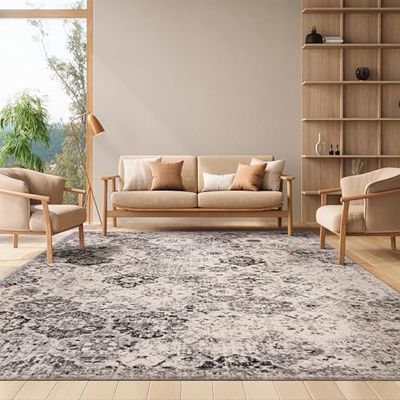 SAFAVIEH Area Rug 8x10 - Madison Collection - Large - Silver & Grey, Boho Chic Distressed Design, Non-Shedding & Easy Cleaning, Ideal for Living Room, Bedroom, Office, Dining Space (MAD611G)