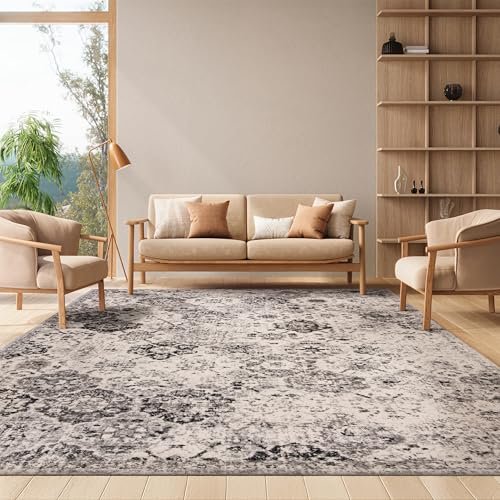 SAFAVIEH Area Rug 8x10 - Madison Collection - Large - Silver & Grey, Boho Chic Distressed Design, Non-Shedding & Easy Cleaning, Ideal for Living Room, Bedroom, Office, Dining Space (MAD611G)